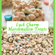 Lucky Charms cereal marshmallow treats Pinterest Pin.