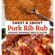 Sweet Dry Rub for Pork Ribs on a silver spoon.