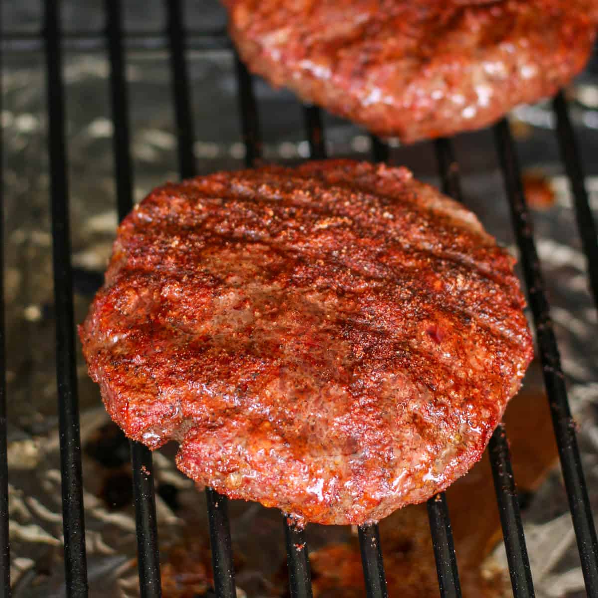 Grilling burger patties on the pellet grill.
