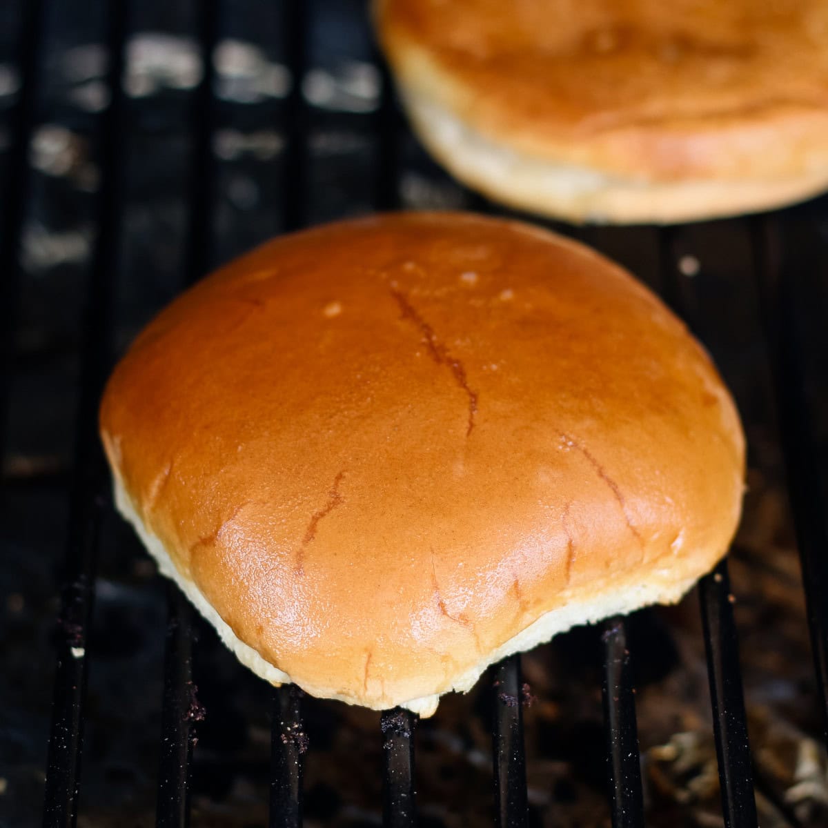 Toasting burger buns on the pellet grill.